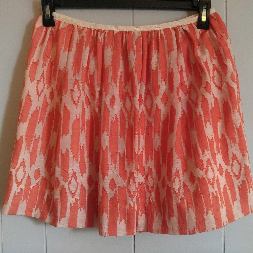 J. CREW Orange and Beige Flounce Skirt Size 6.